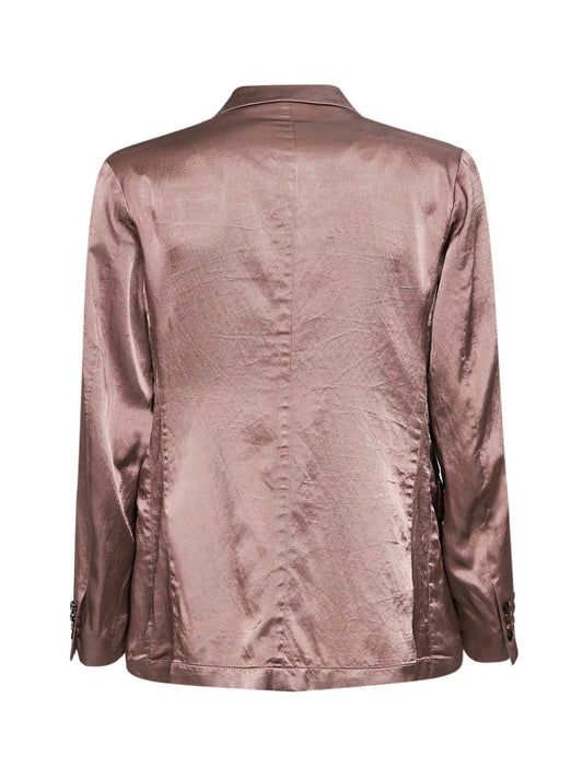 Old rose viscose and cotton double-breasted blazer