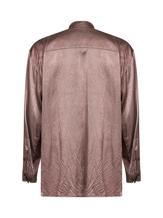 Camicia in viscosa e cotone rosa con tasche sul petto