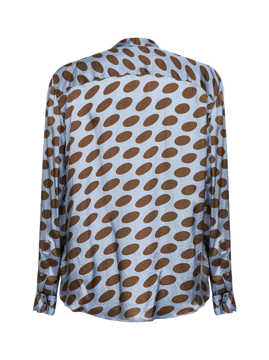 Camicia in cupro acciaio stampa Soft Ellipses