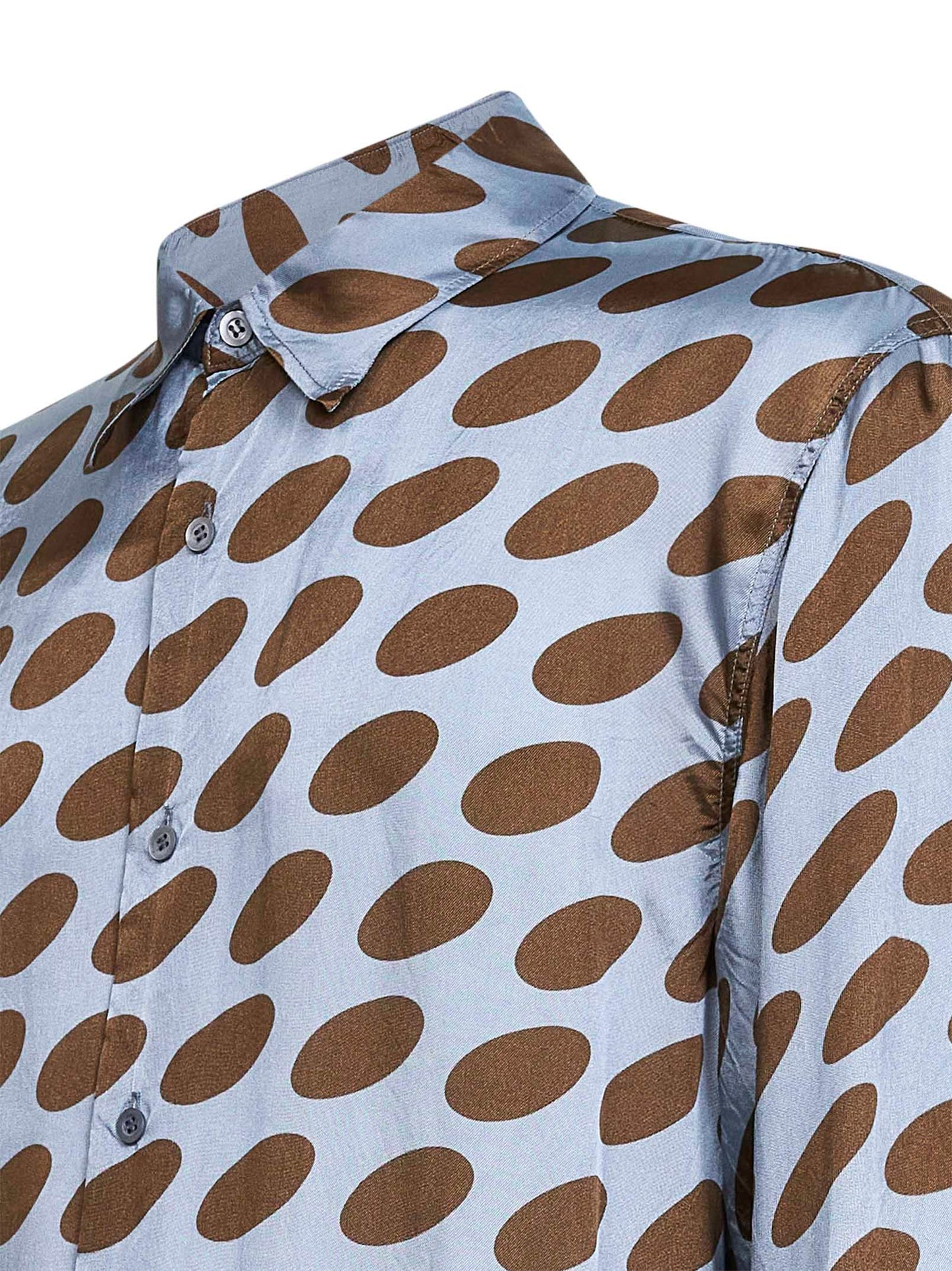 Camicia in cupro acciaio stampa Soft Ellipses