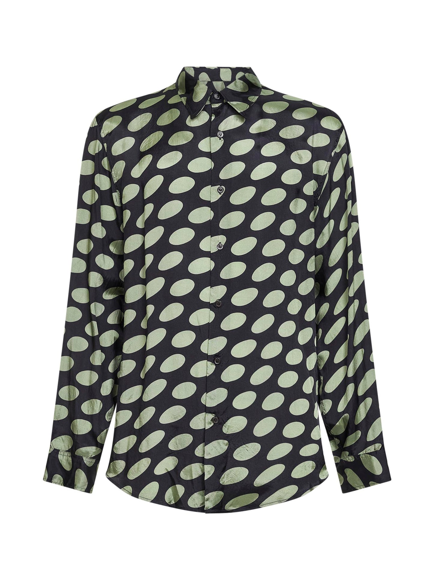 Camicia in cupro nero stampa Soft Ellipses