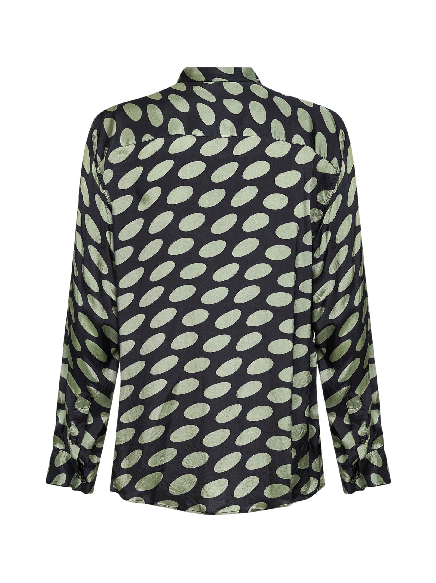 Camicia in cupro nero stampa Soft Ellipses