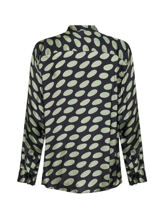 Camicia in cupro nero stampa Soft Ellipses