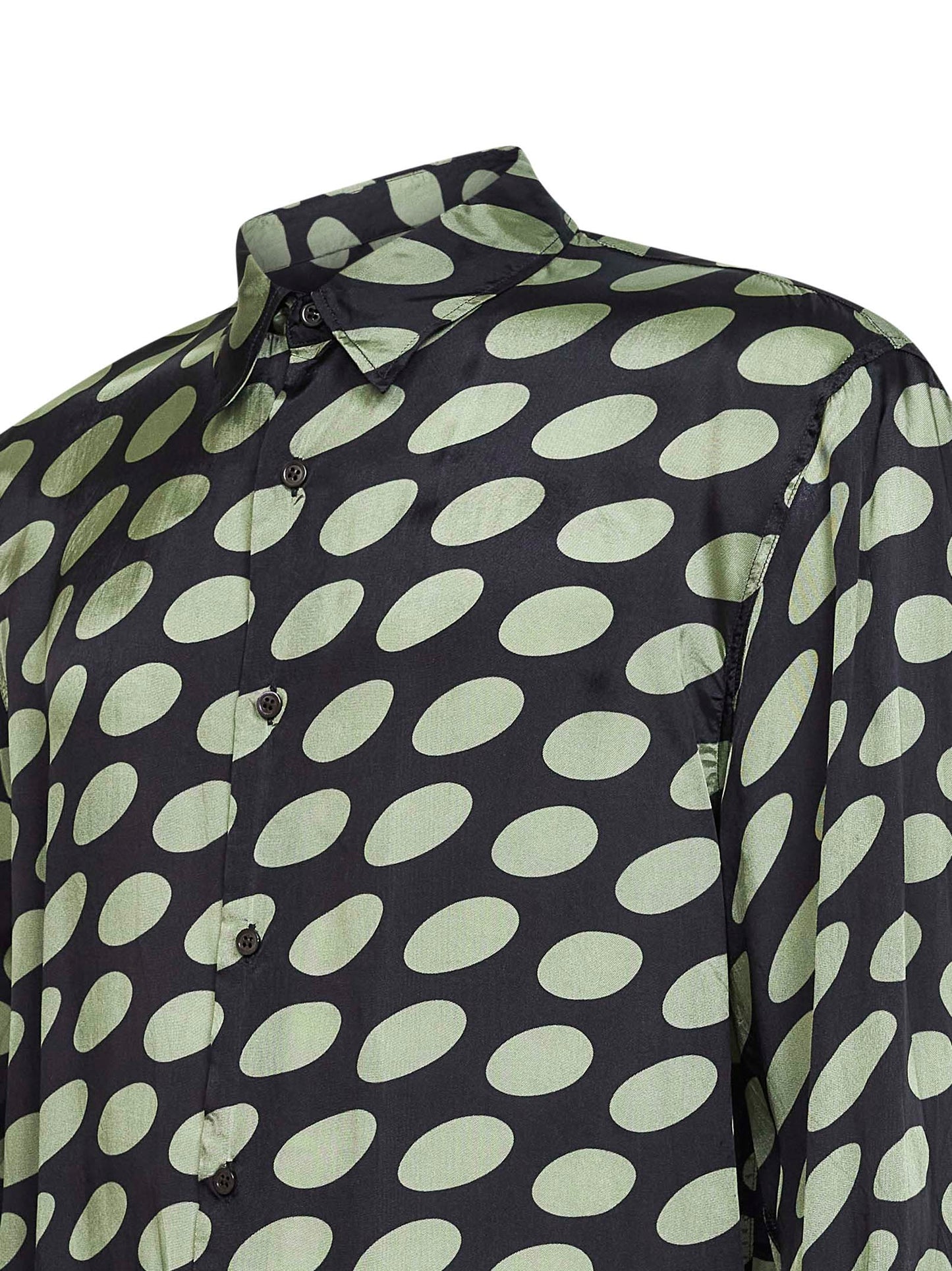 Camicia in cupro nero stampa Soft Ellipses