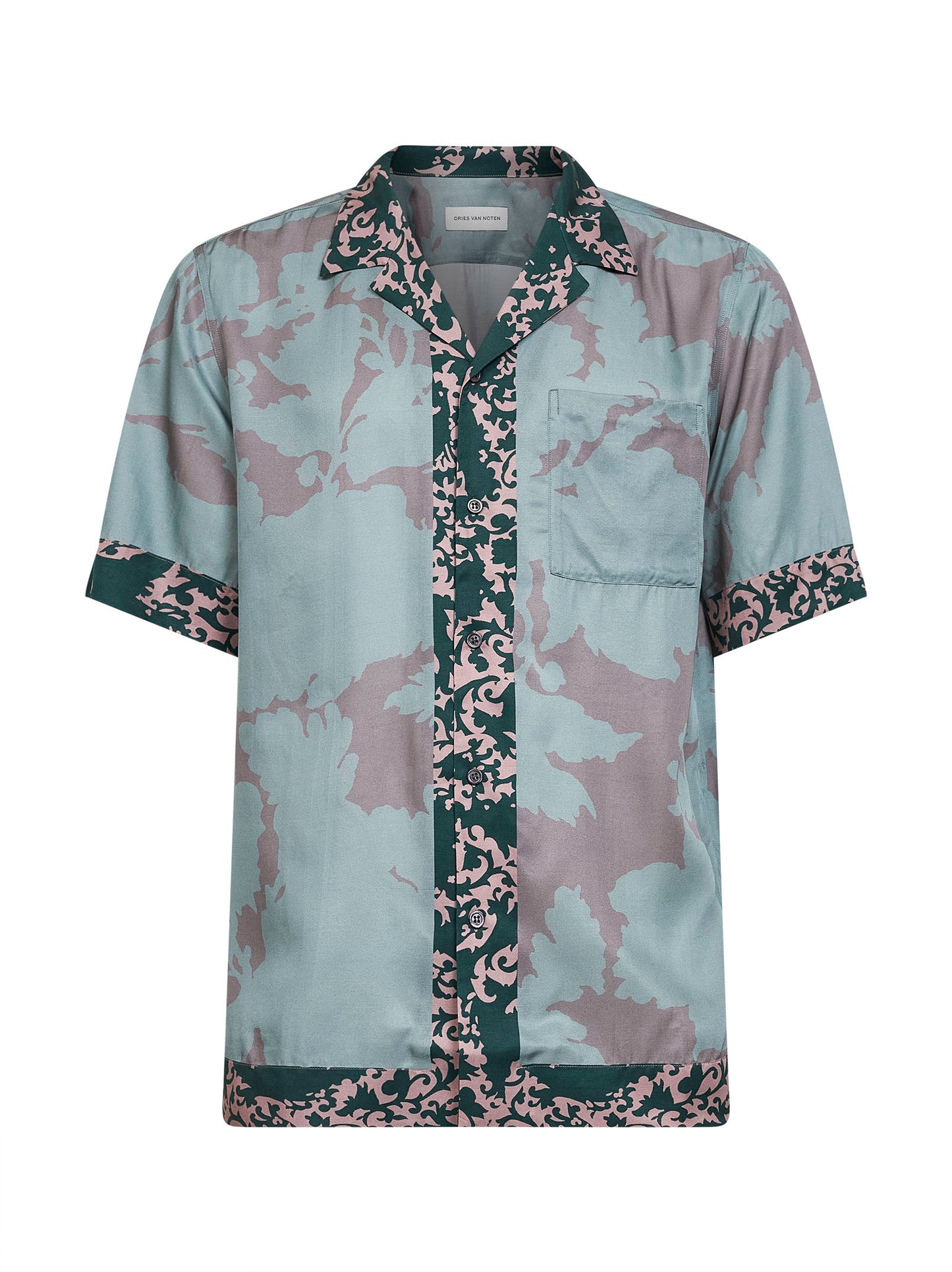 Camicia bowling in cupro stampato petrolio