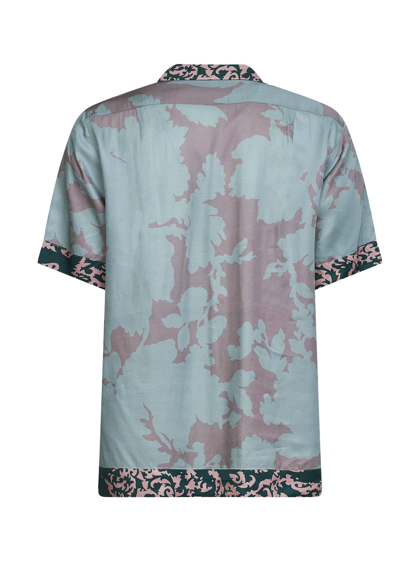 Camicia bowling in cupro stampato petrolio