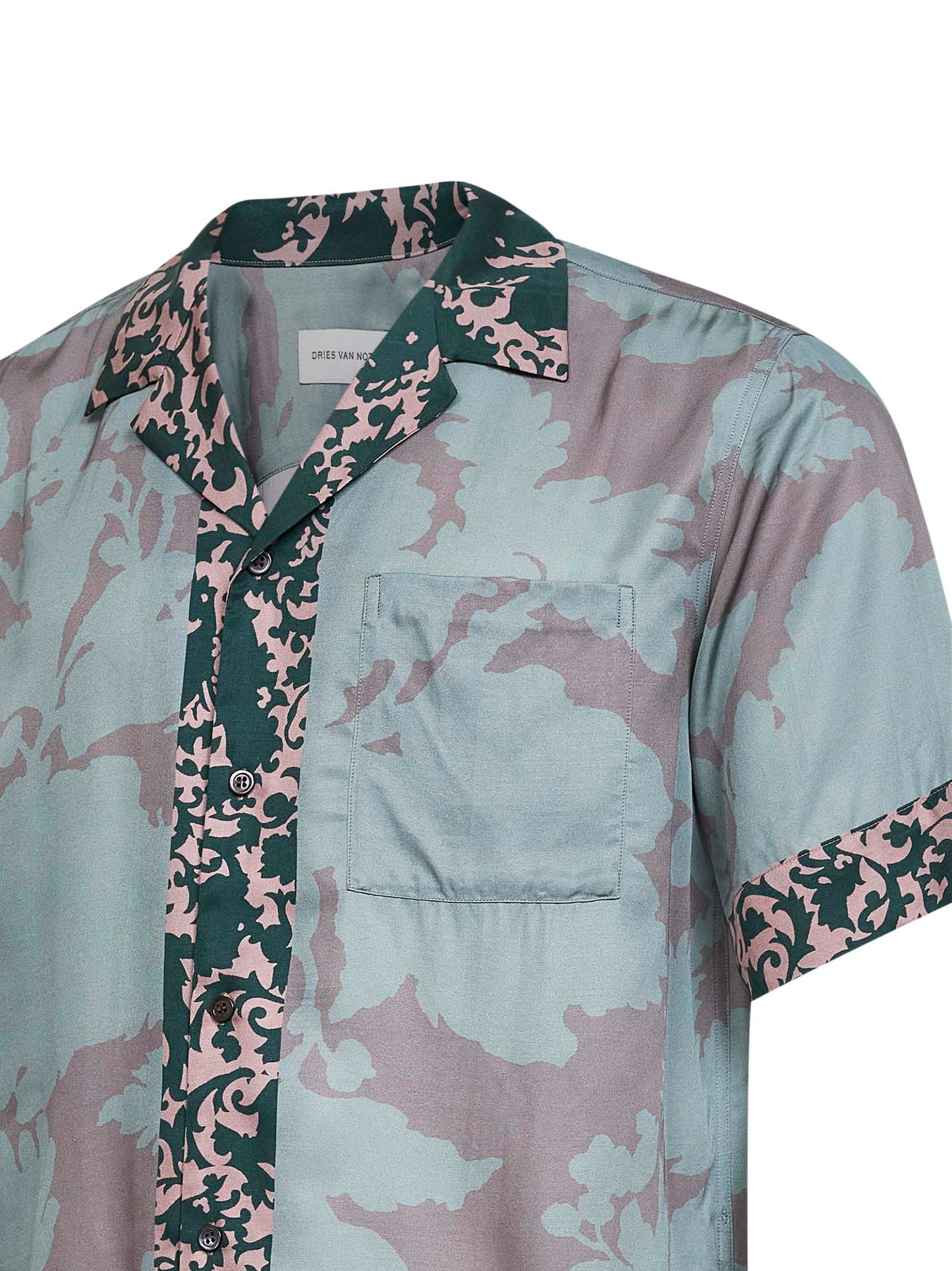 Camicia bowling in cupro stampato petrolio