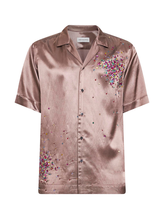 Camicia bowling in misto viscosa rosa con paillettes Firework