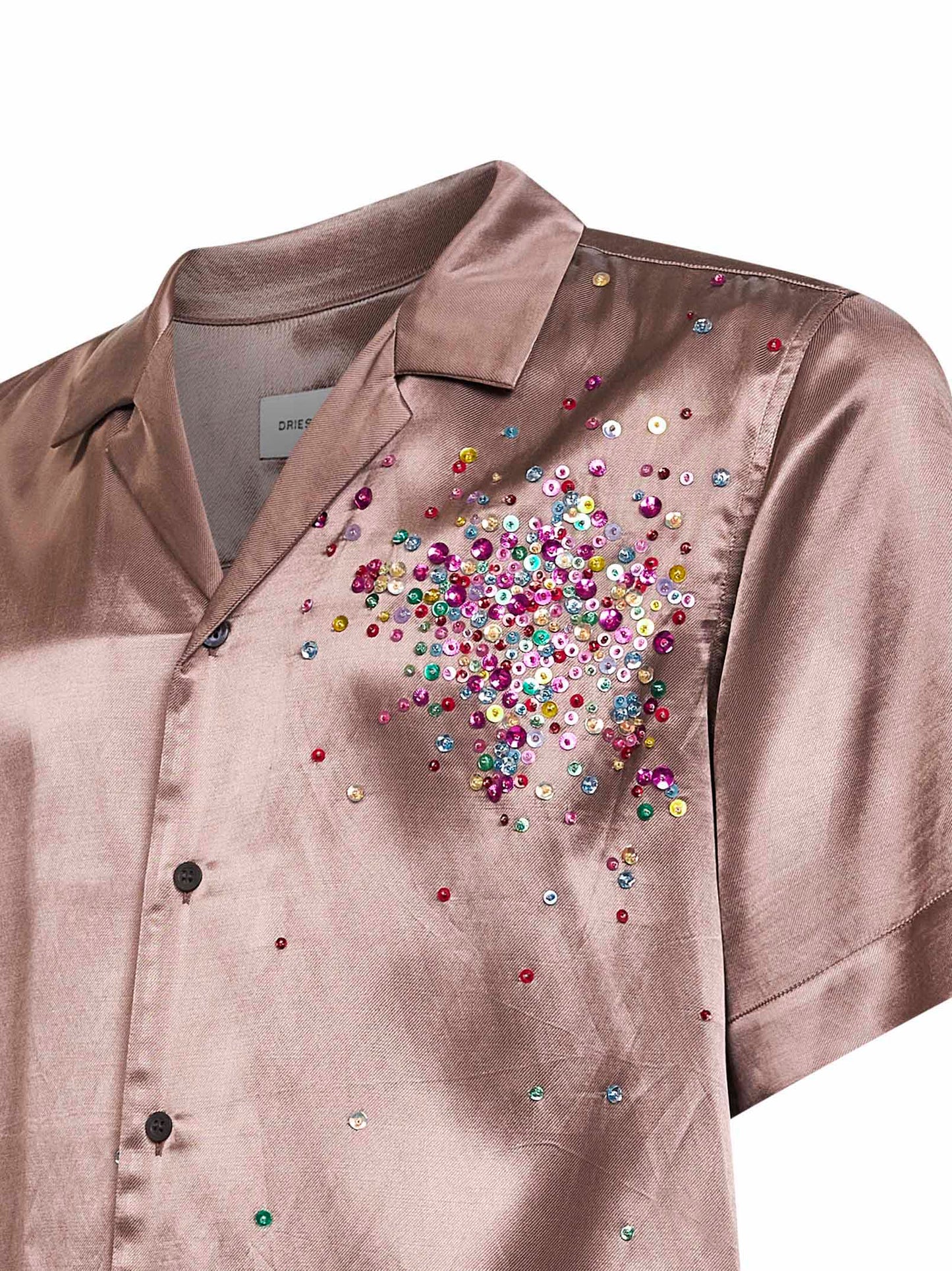 Camicia bowling in misto viscosa rosa con paillettes Firework