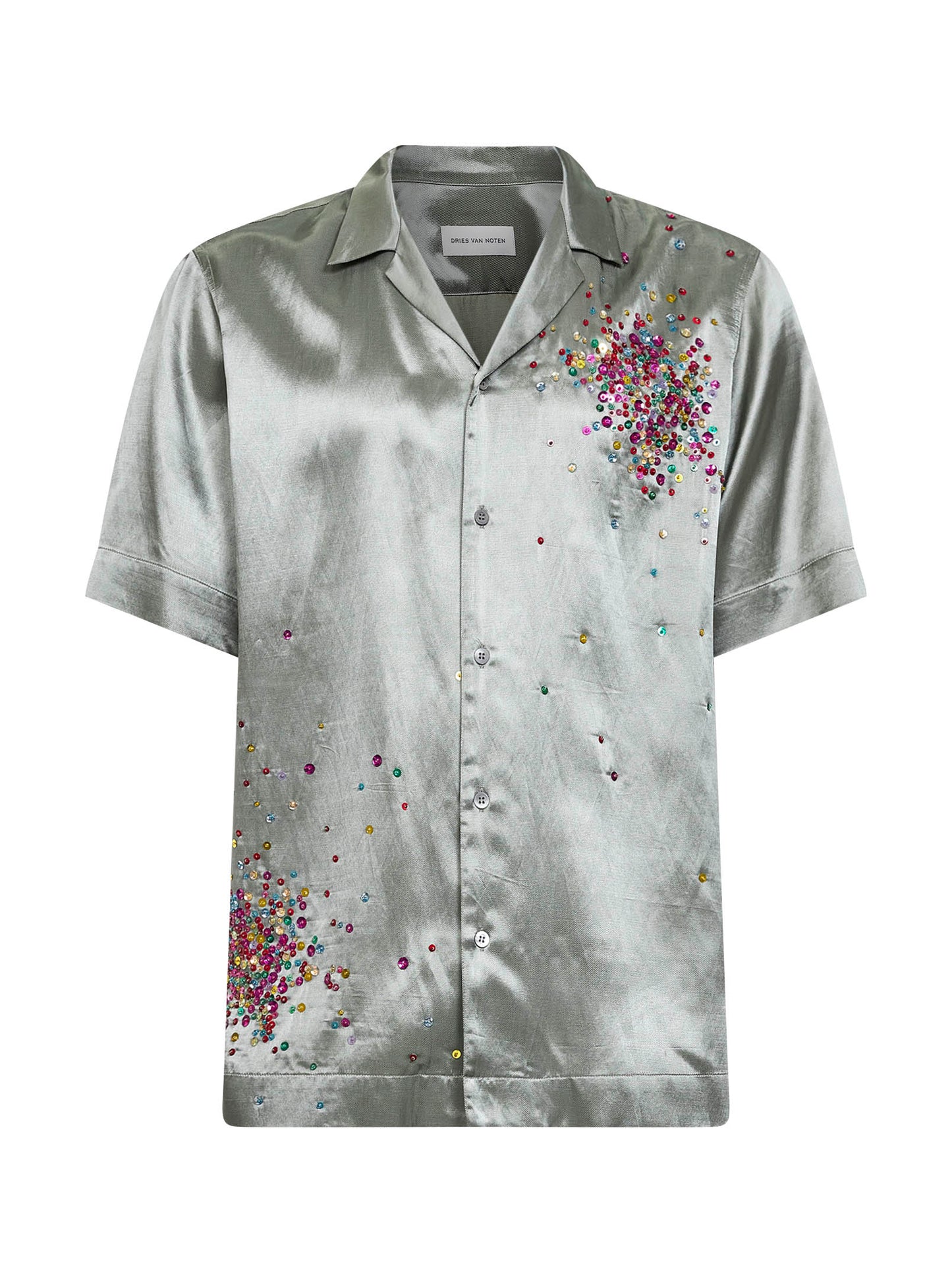 Camicia bowling in misto viscosa verde menta con paillettes Firework