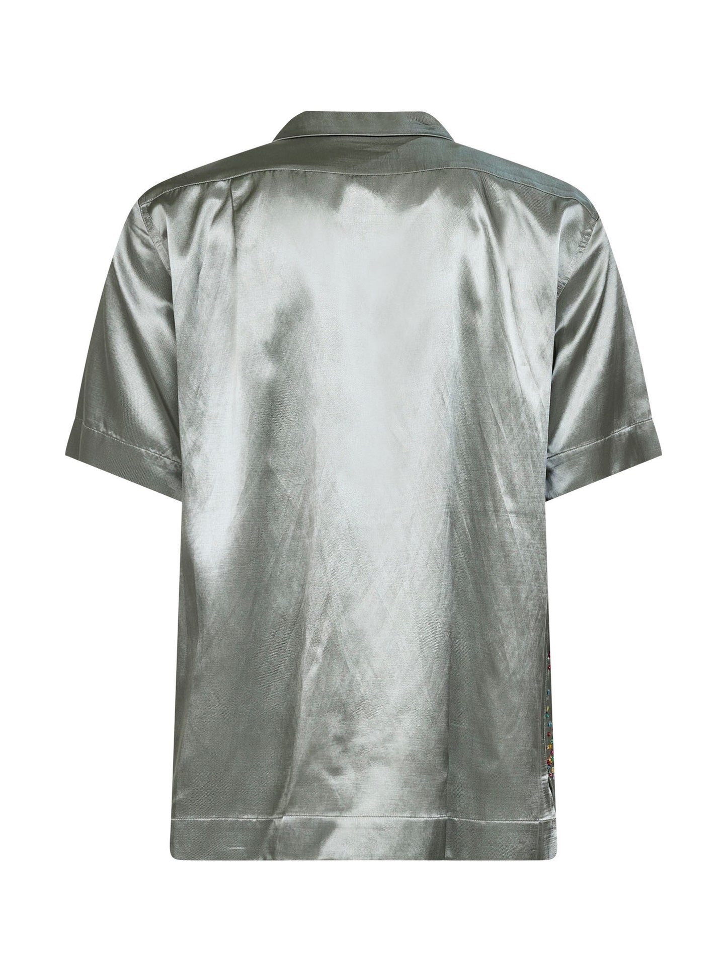 Camicia bowling in misto viscosa verde menta con paillettes Firework