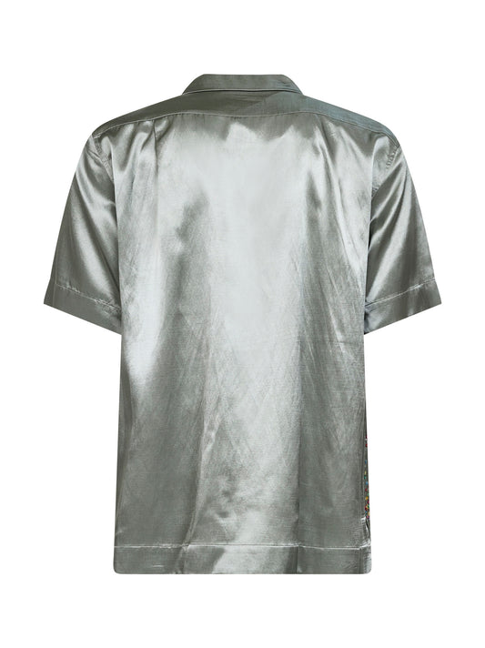 Camicia bowling in misto viscosa verde menta con paillettes Firework