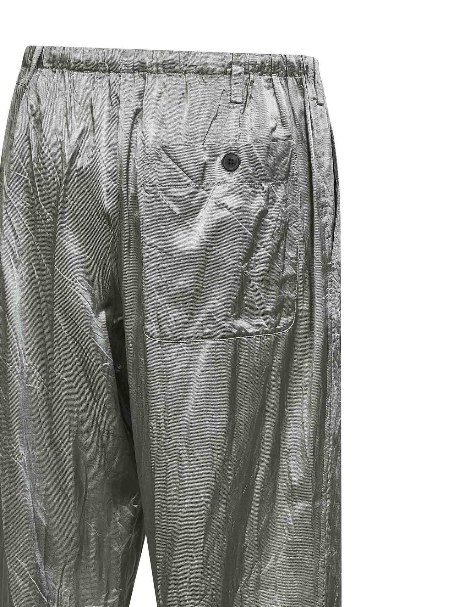 Mint green viscose and cotton straight-leg trousers