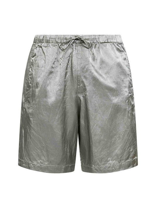 Shorts in viscosa e cotone verde menta