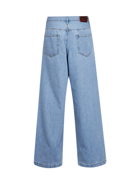 Light blue denim high-rise wide-leg jeans