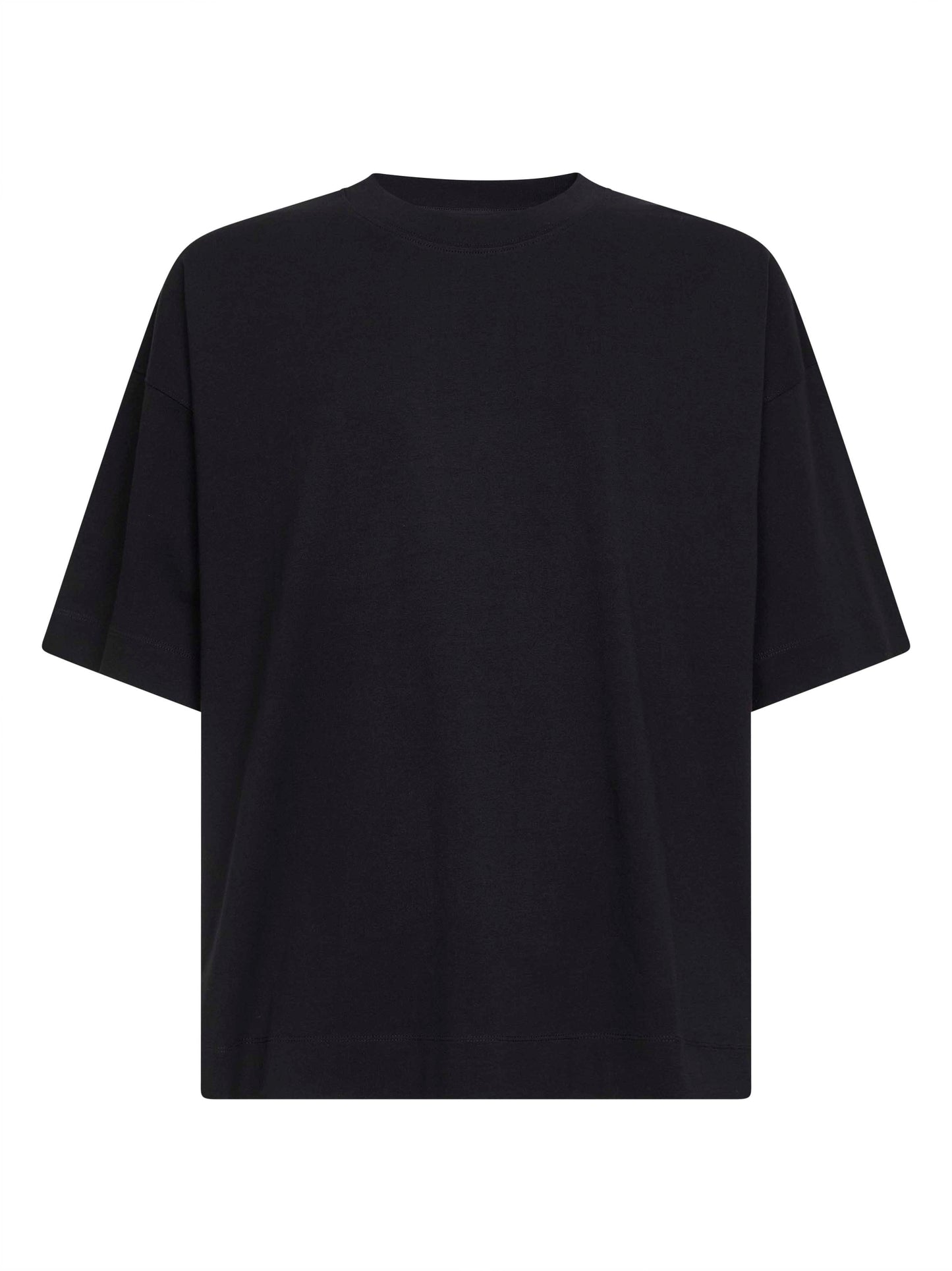 Black jersey oversized crewneck T-shirt<BR/>
