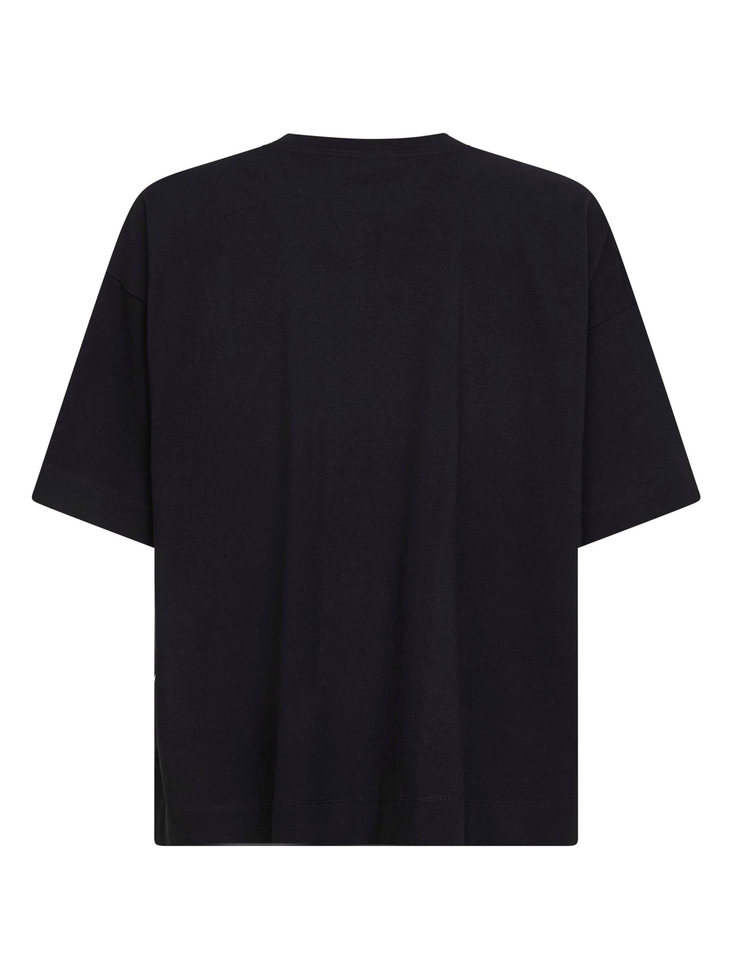 Black jersey oversized crewneck T-shirt<BR/>