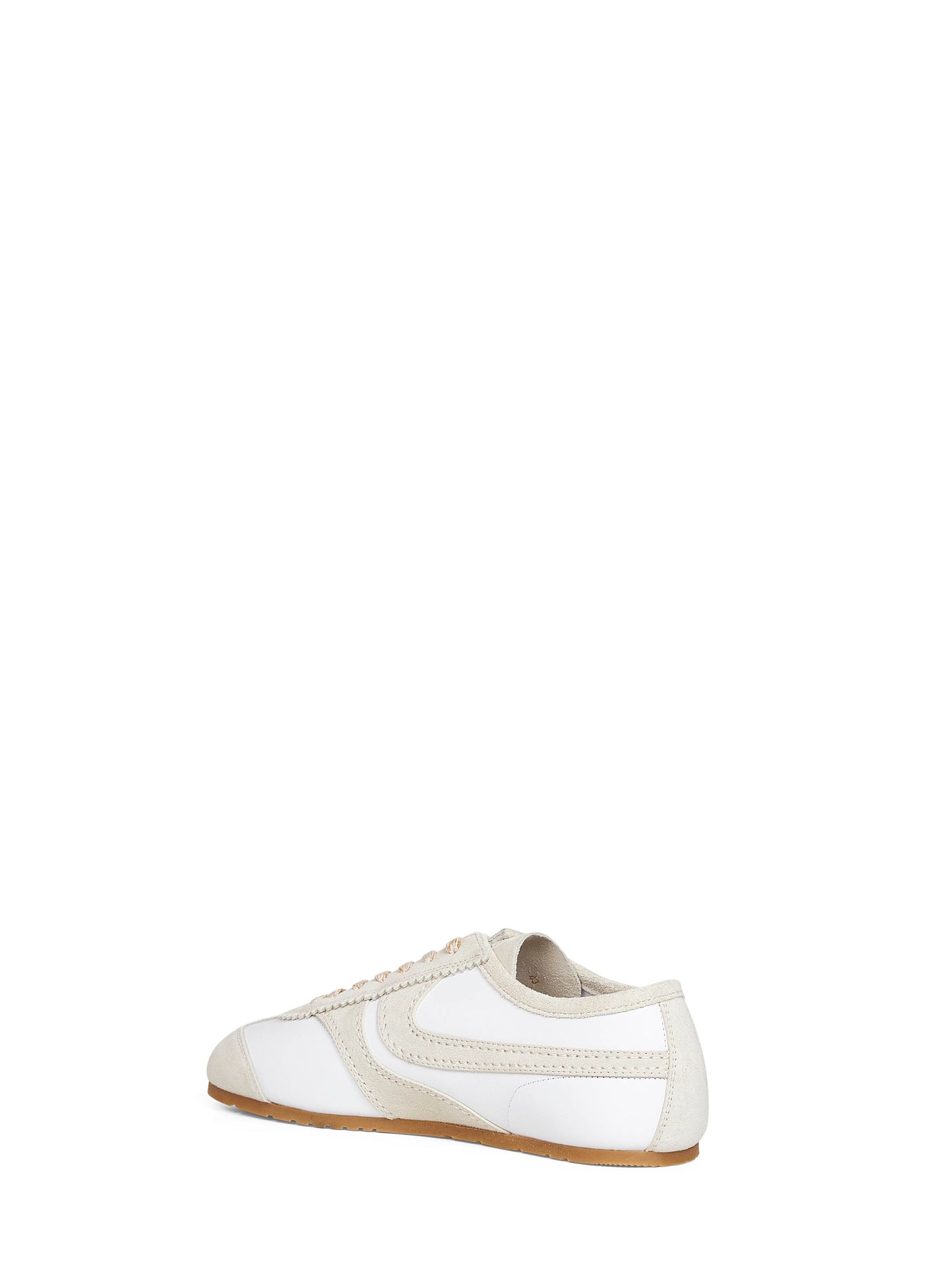 Sneakers in nappa bianca con dettagli in camoscio