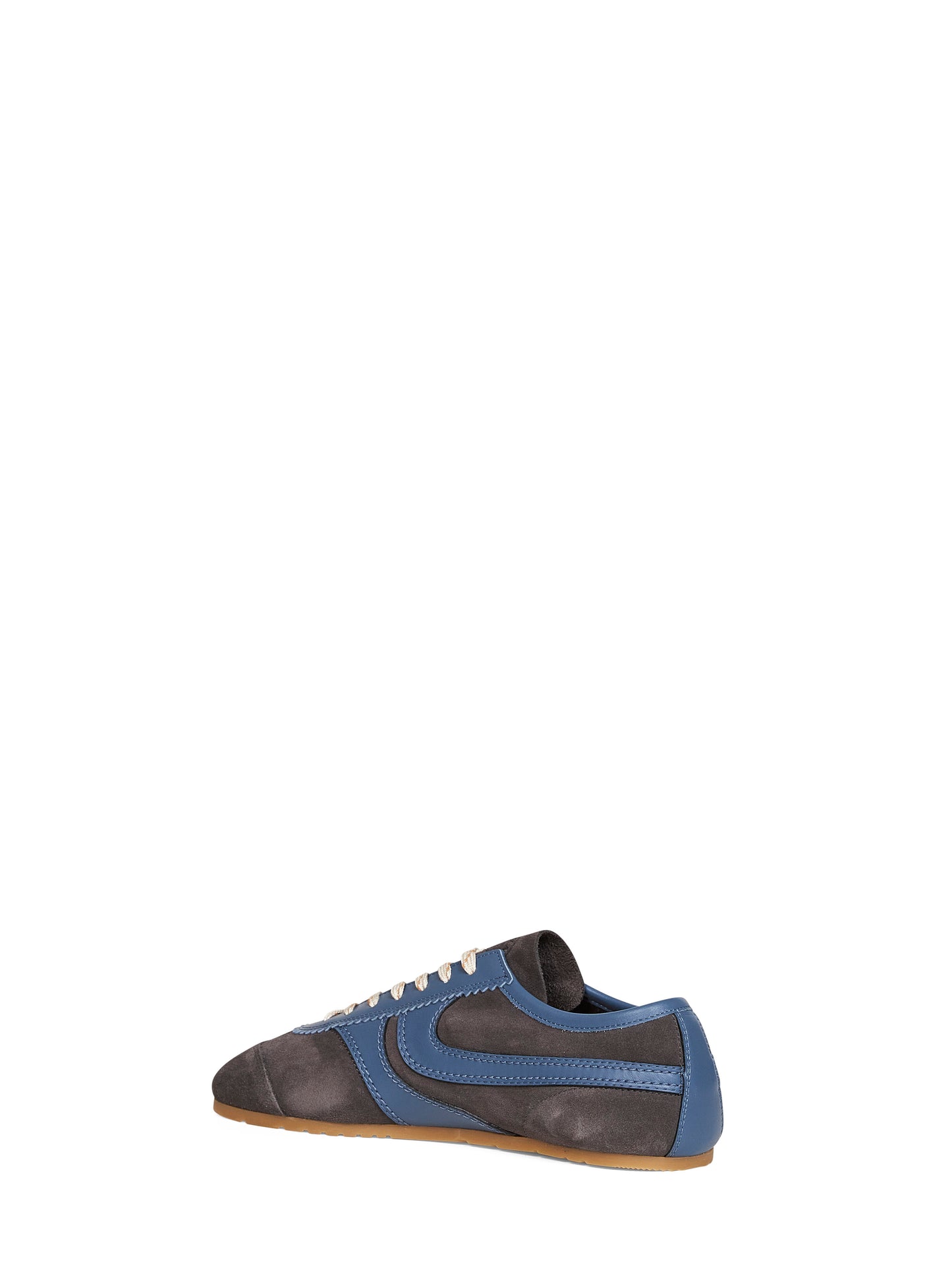 Sneakers in camoscio acciaio con dettagli in pelle