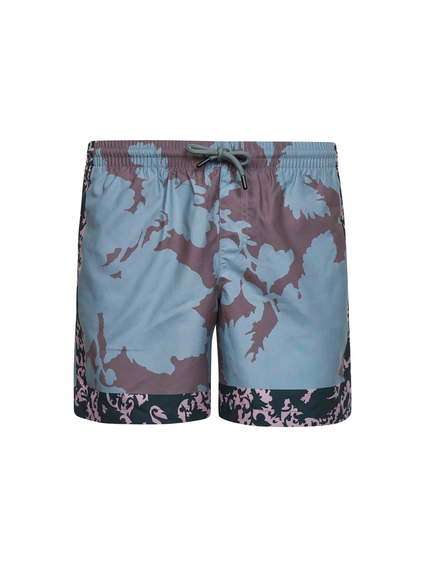 Shorts da mare in nylon stampato petrolio