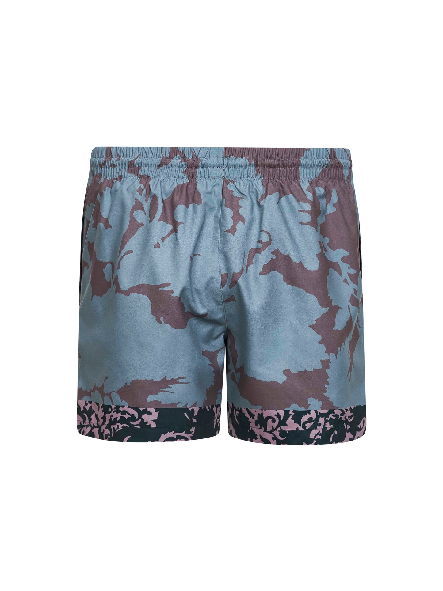 Shorts da mare in nylon stampato petrolio