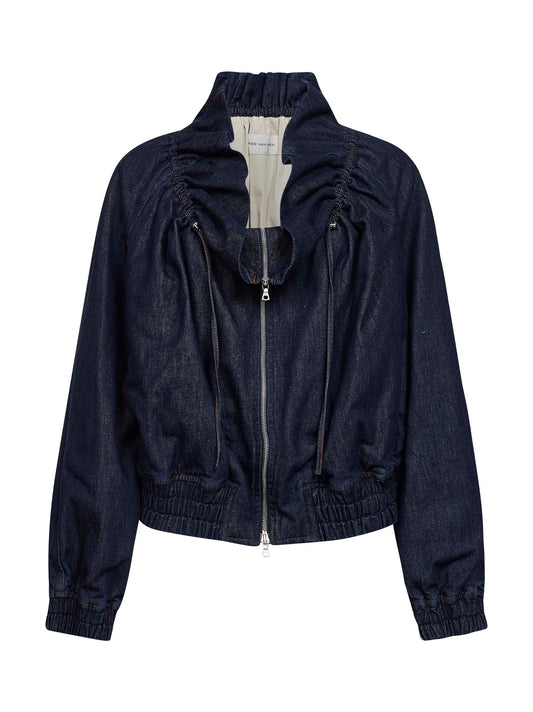 Blouson cocoon in denim di cotone indaco