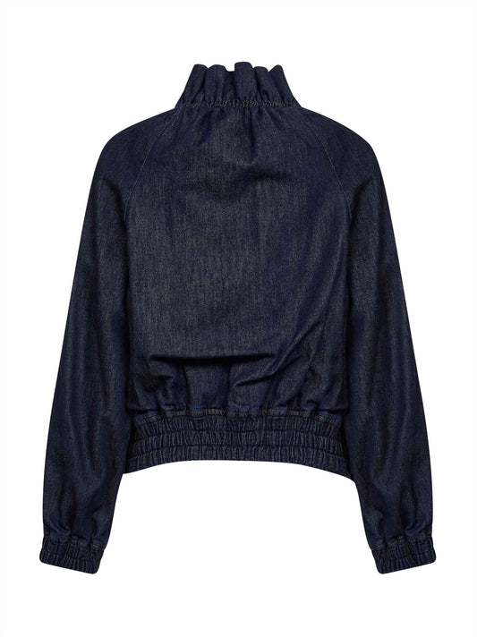 Blouson cocoon in denim di cotone indaco