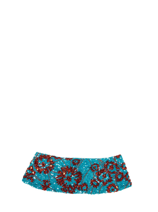 Fascia da smoking ricamata turchese