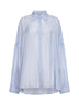 Camicia cocoon in cupro a righe azzurro