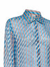 Camicia a righe in viscosa e seta devoré turchese