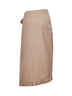 Beige poplin asymmetric ruffled midi skirt