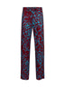 Burgundy printed viscose low-rise trousers