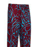 Burgundy printed viscose low-rise trousers