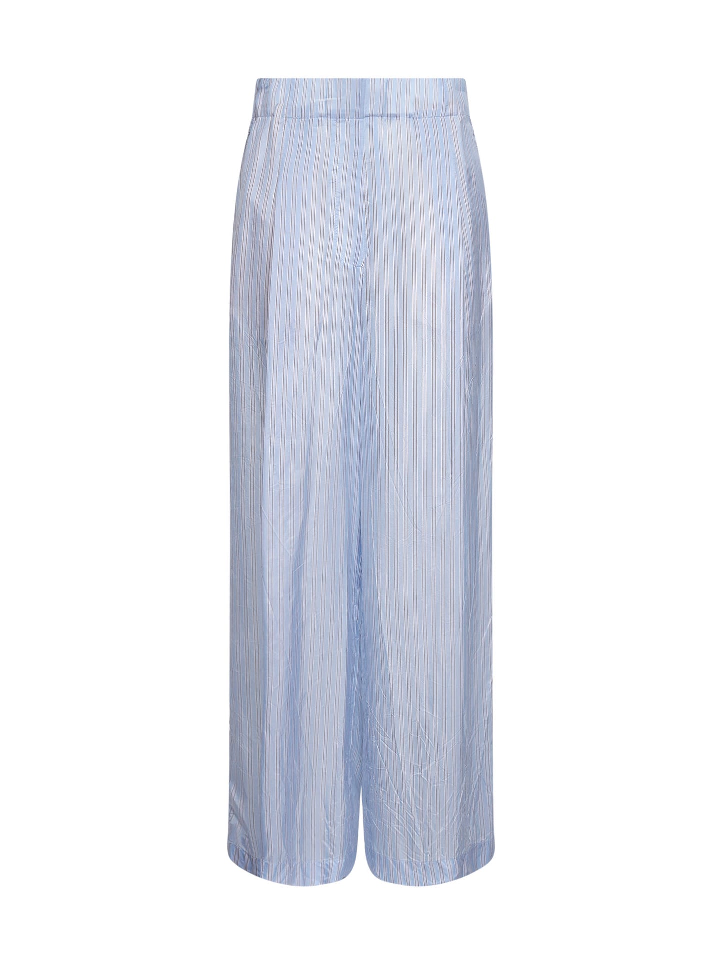 Light blue striped cupro wide-leg trousers