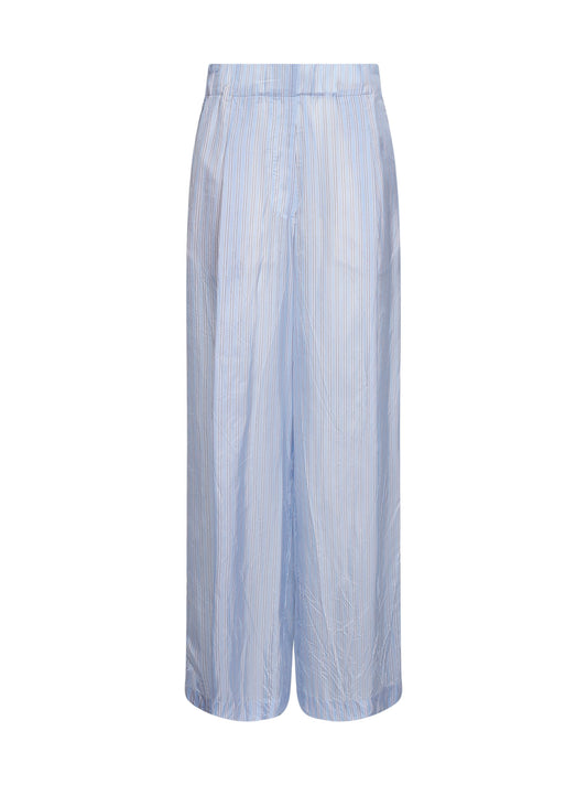 Light blue striped cupro wide-leg trousers