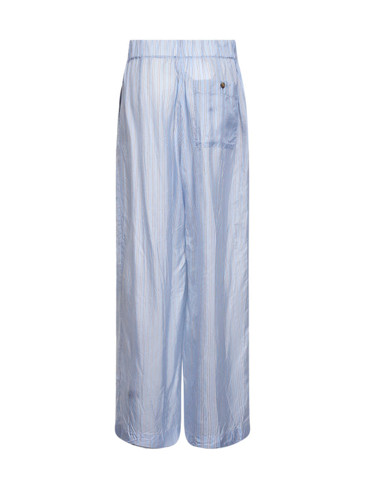 Light blue striped cupro wide-leg trousers