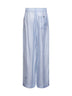 Light blue striped cupro wide-leg trousers