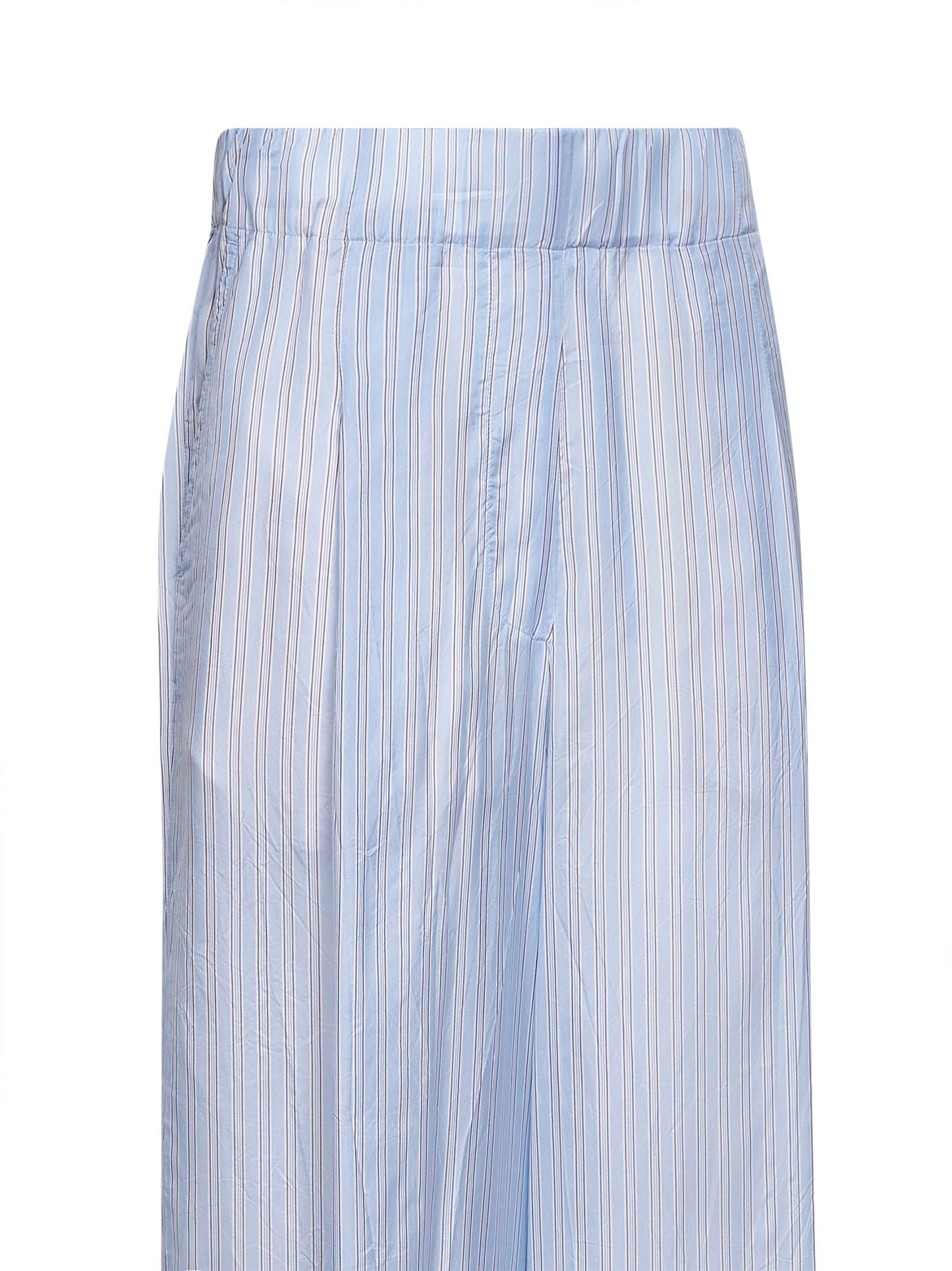 Light blue striped cupro wide-leg trousers
