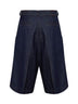 Bermuda con pinces e cintura in denim indaco