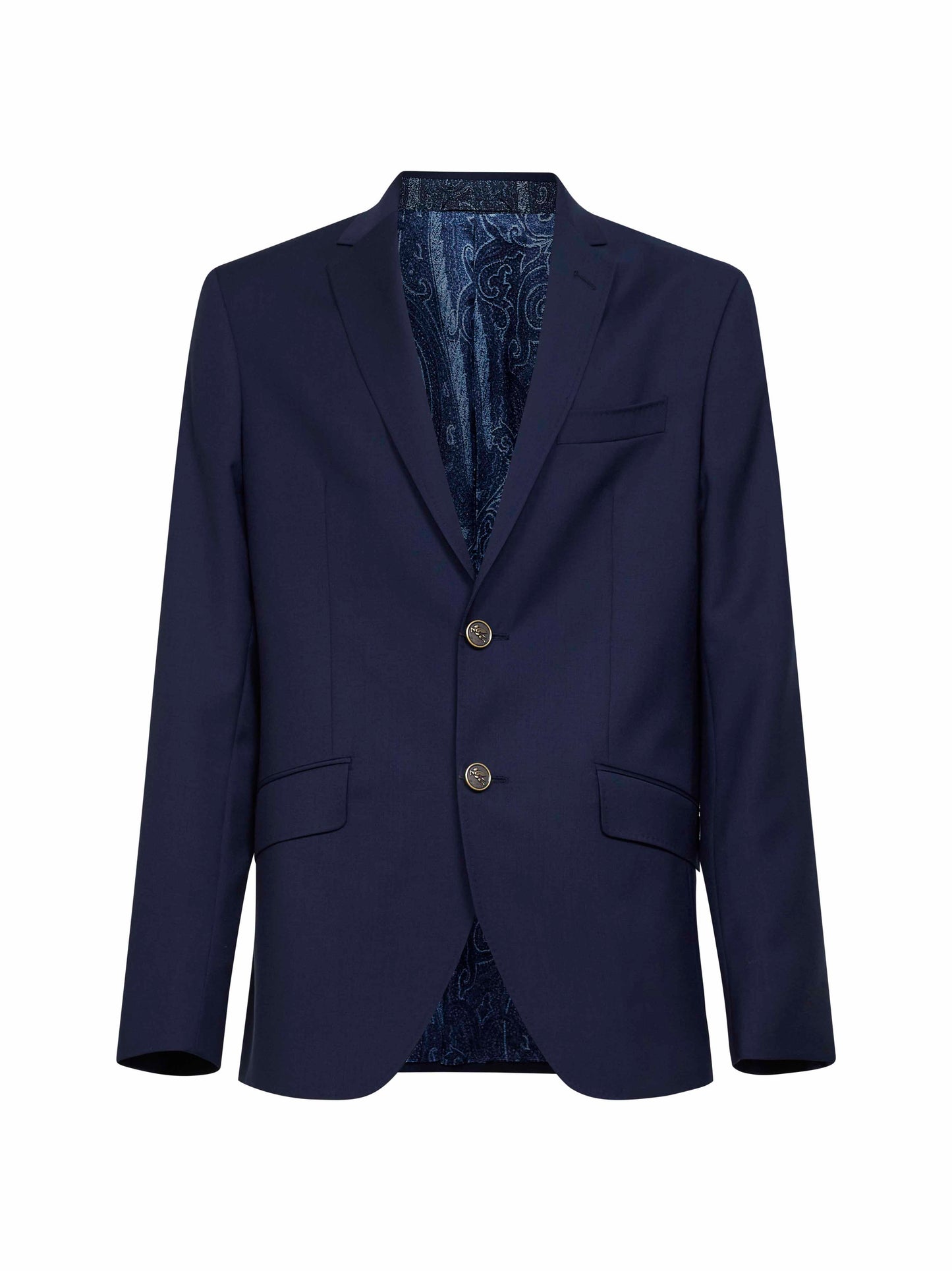 Blue wool single-breasted jacket