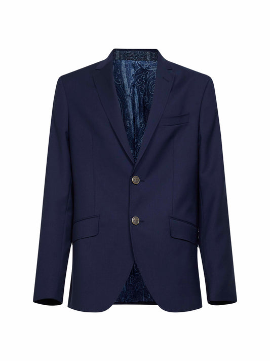 Blue wool single-breasted jacket