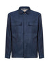 Giacca camicia in lana e lino blu