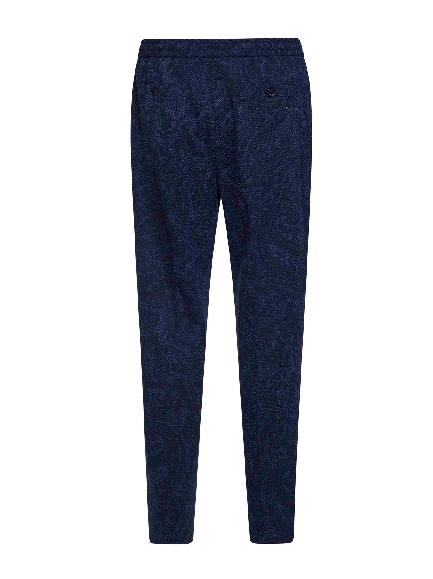 Blue Paisley-pattern seersucker jersey jogger trousers