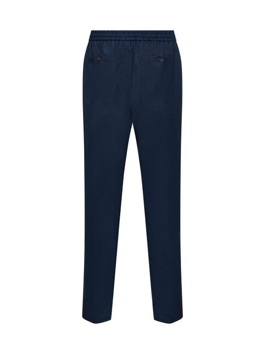 Pantaloni jogger in lana e lino blu