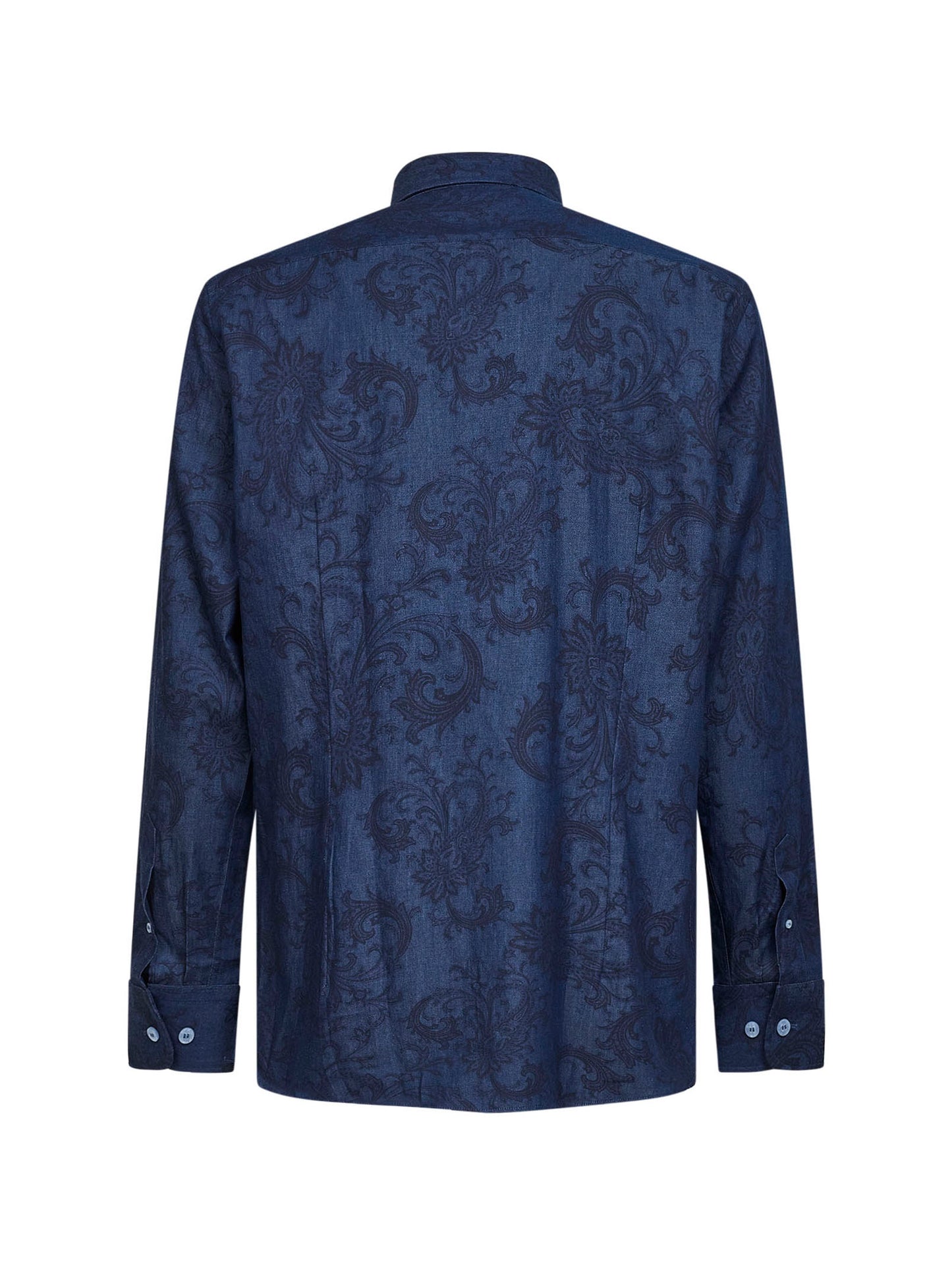Camicia con logo in denim blu con motivo Paisley ramage