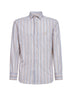 Beige striped cotton shirt with Pegaso embroidery