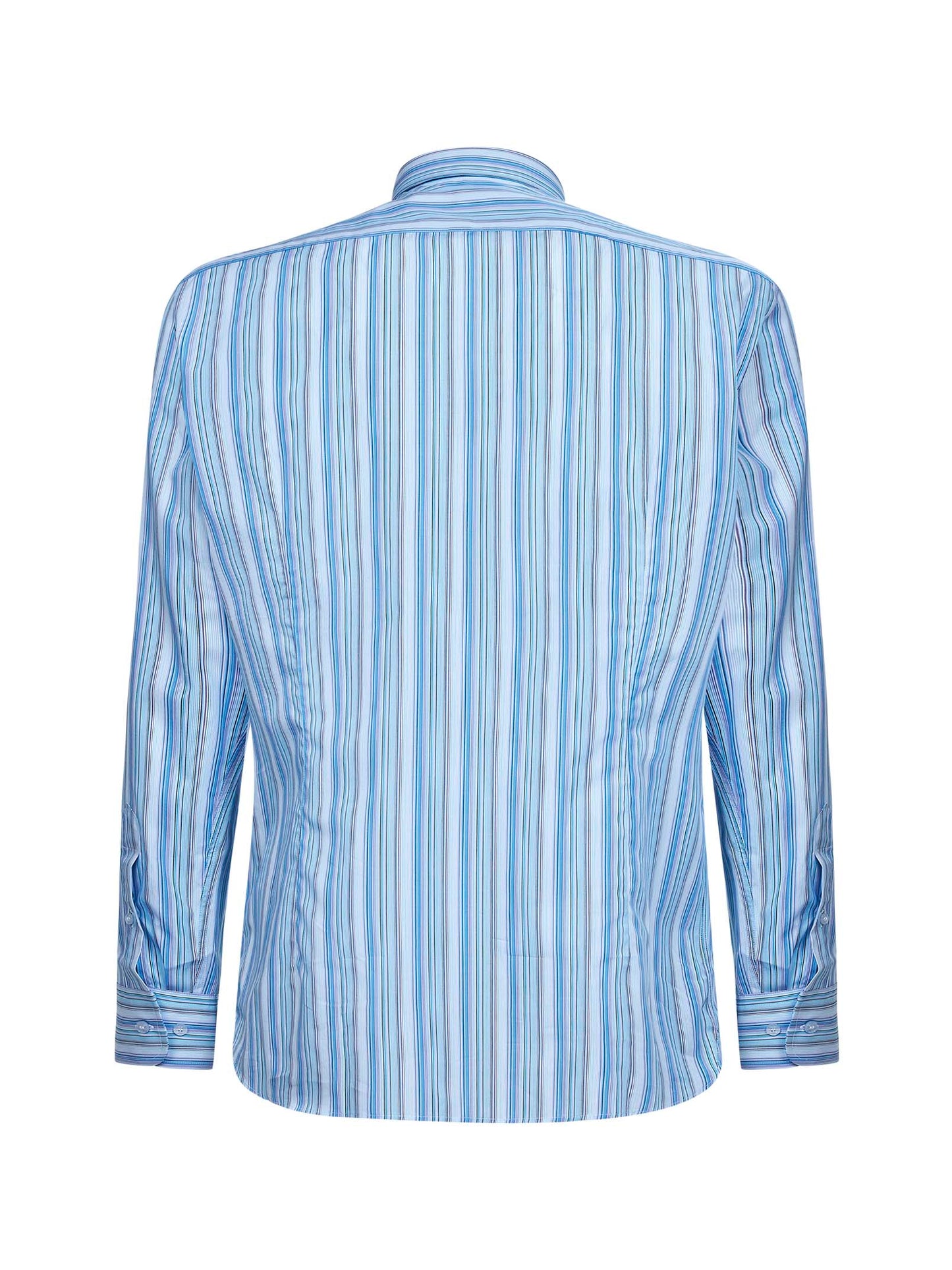 Light blue striped cotton shirt with Pegaso embroidery