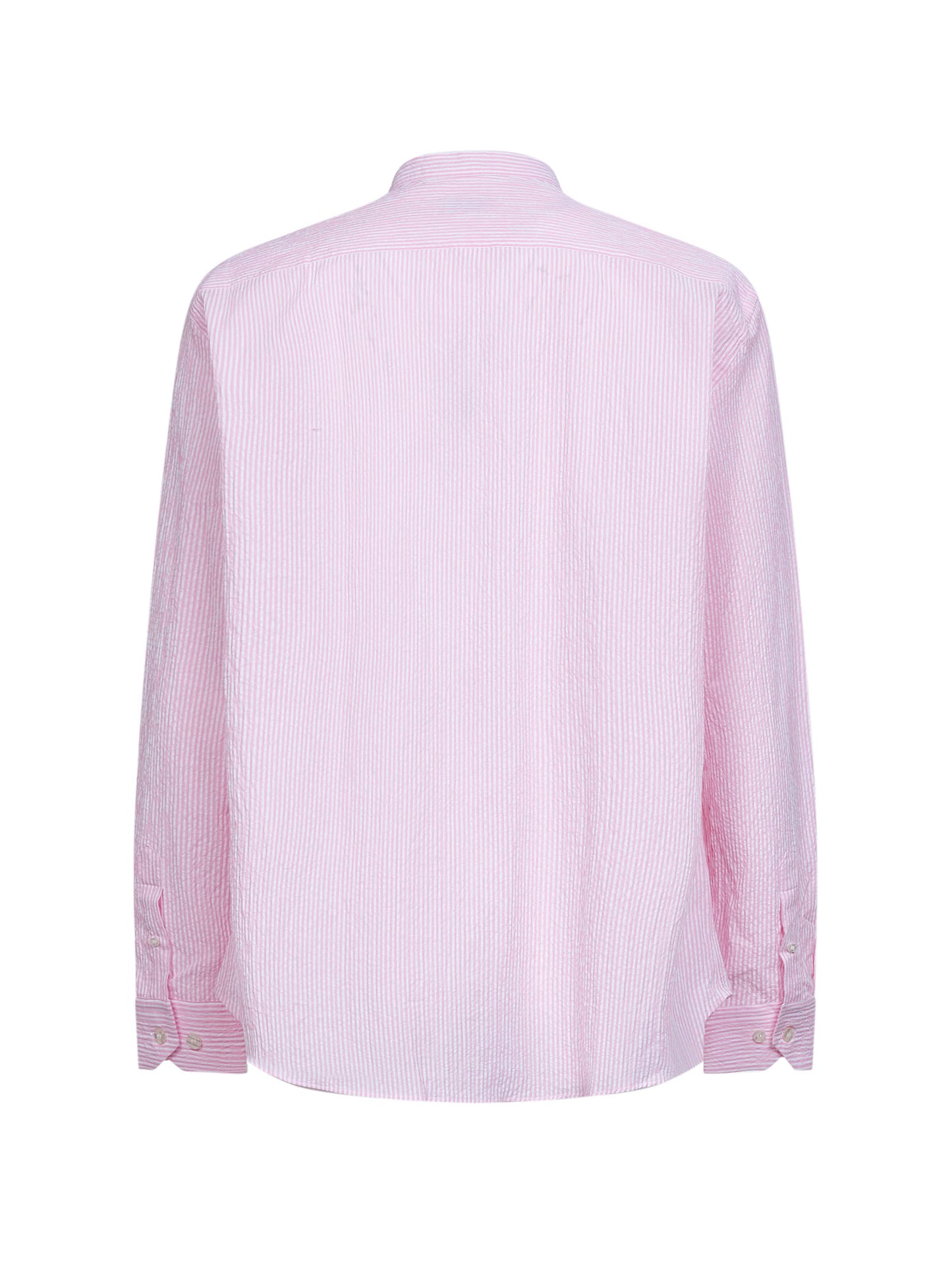 Pink striped seersucker cotton logo shirt