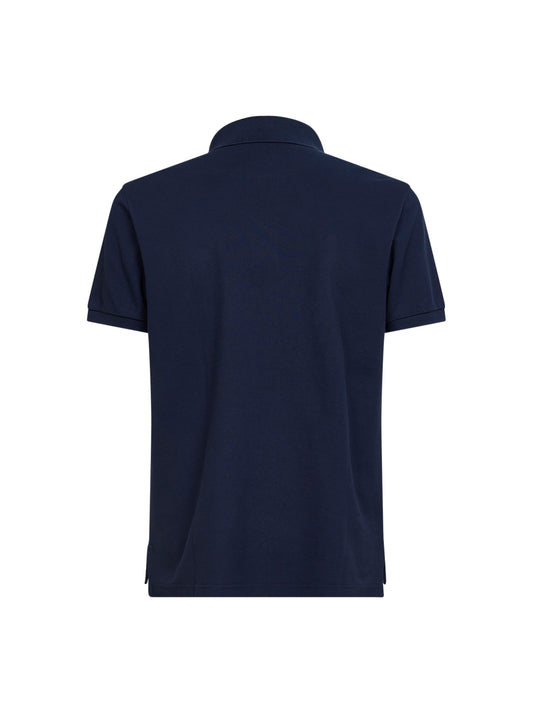 Blue cotton pique polo shirt with Pegaso embroidery