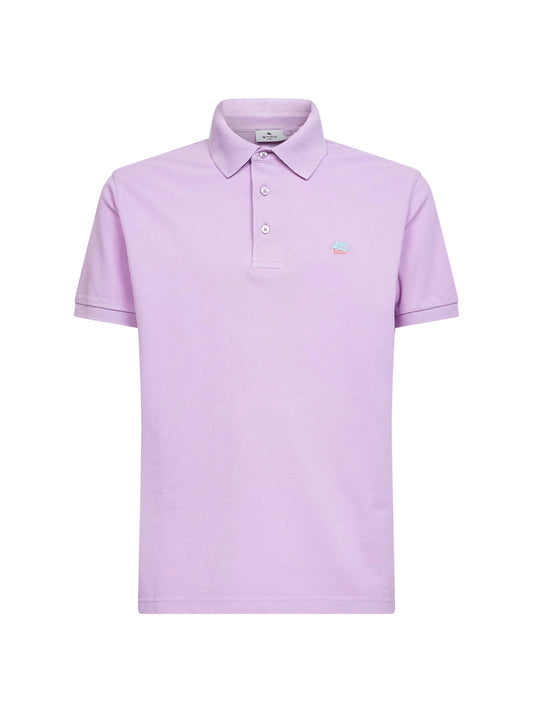 Lilac cotton pique polo shirt with Pegaso embroidery